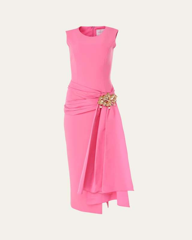Sleeveless Hip-Sash Column Dress